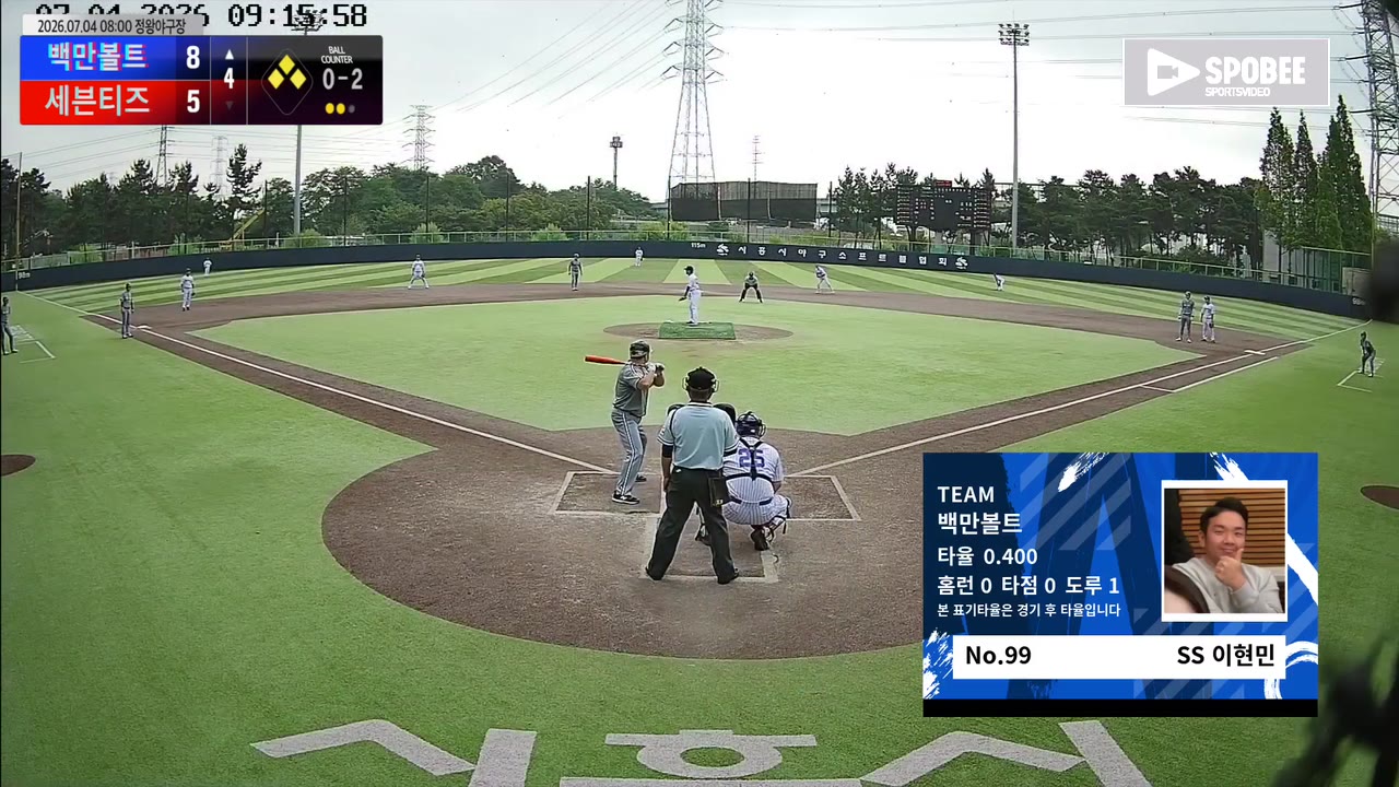 이현민(99번, 백만볼트) 삼진 클립 | vs 세븐티즈 | 7/4 (정왕야구장)