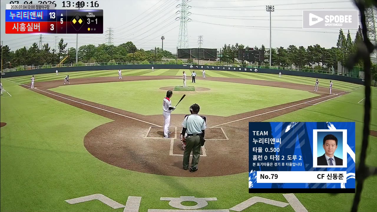 신동준(79번, 누리티앤씨) 볼넷 클립 | vs 시흥실버 | 7/4 (정왕야구장)