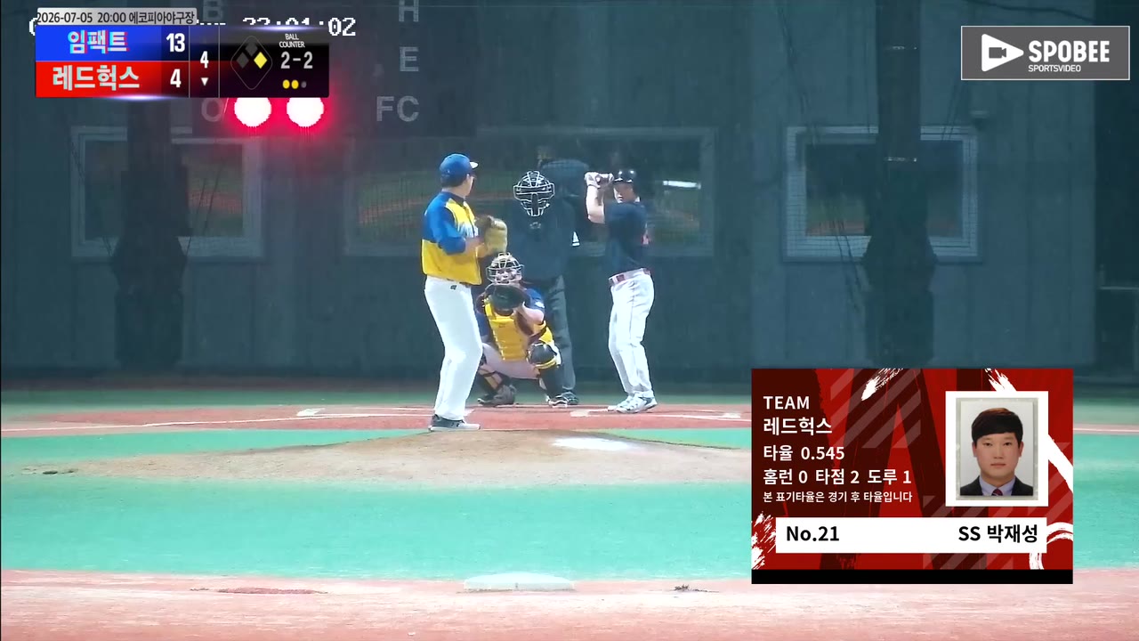 박재성(21번, 레드헉스) 1루타 클립 | vs 임팩트 | 7/5 (에코피아야구장)