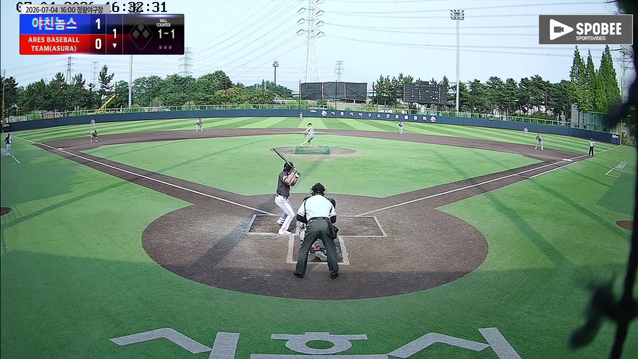 장대한(4번, ARES BASEBALL TEAM(ASURA)) 볼넷 클립 | vs 야친놈스 | 7/4 (정왕야구장)