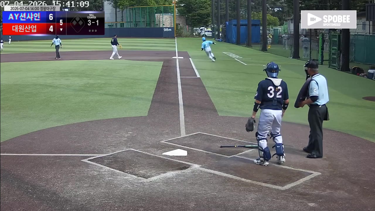 김으뜸(21번, 대원산업) 3루타 클립 | vs AY션샤인 | 7/4 (정왕야구장)
