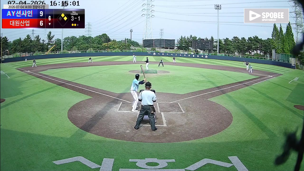 정진호(13번, 대원산업) 볼넷 클립 | vs AY션샤인 | 7/4 (정왕야구장)