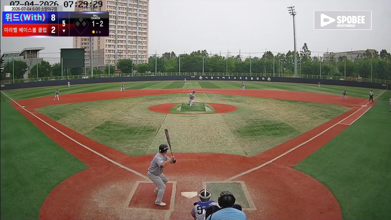 김기남(53번, 미라벨 베이스볼 클럽) 2루타 클립 | vs 위드(With) | 7/4 (소망야구장)