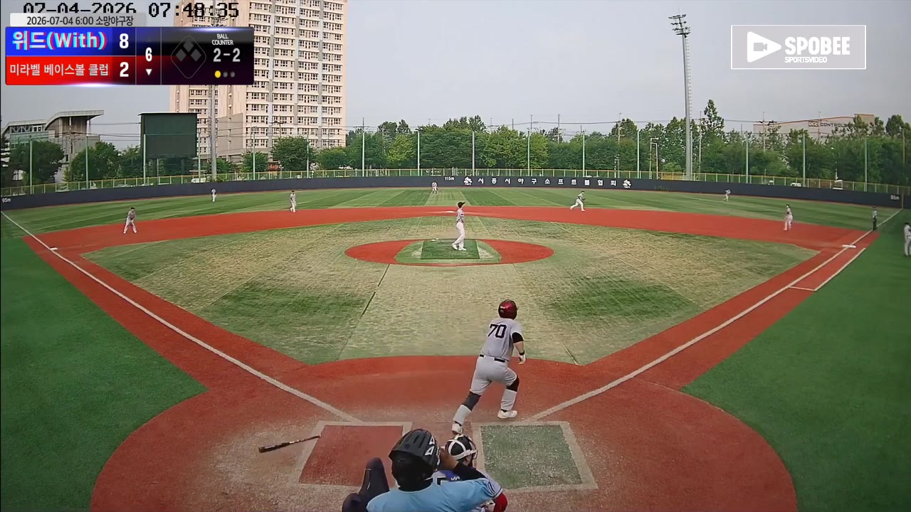 전봉현(24번, 미라벨 베이스볼 클럽) 1루타 클립 | vs 위드(With) | 7/4 (소망야구장)