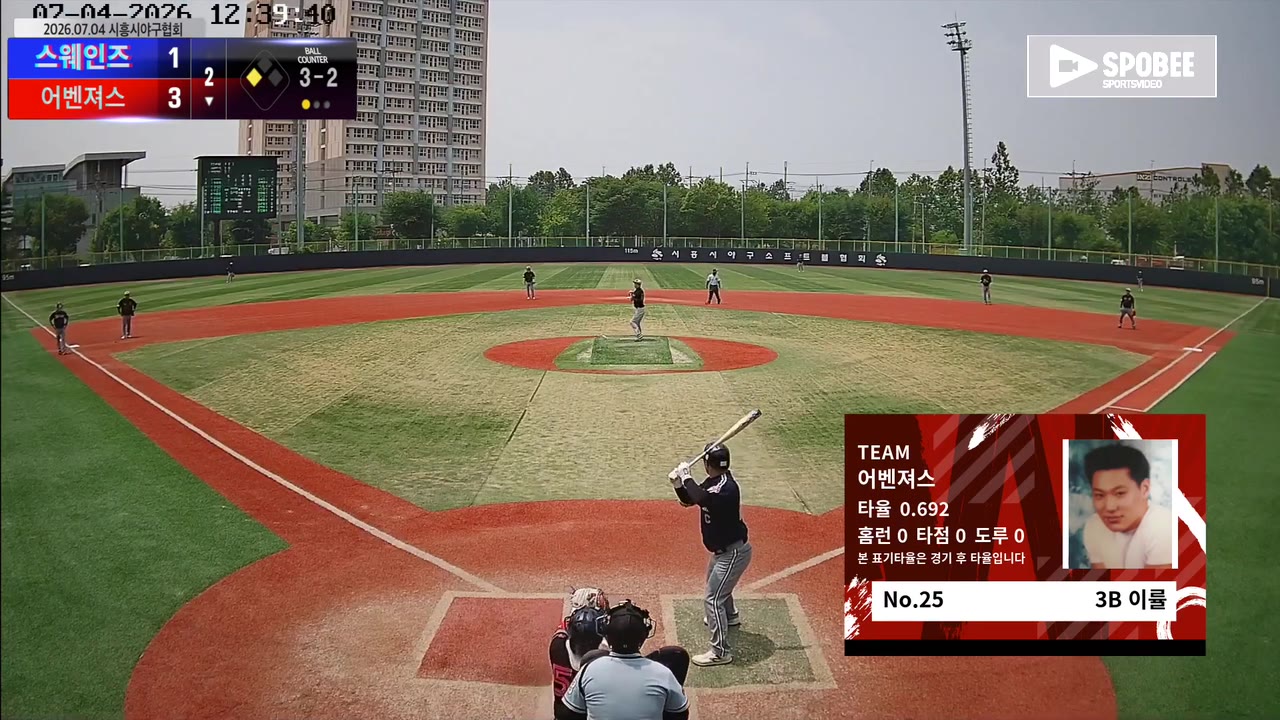 이률(25번, 어벤져스) 볼넷 클립 | vs 스웨인즈 | 7/4 (소망야구장)