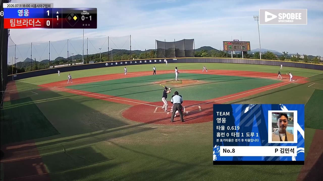 김민석(8번, 영웅) 2루타 클립 | vs 팀브라더스 | 7/11 (에코피아야구장)
