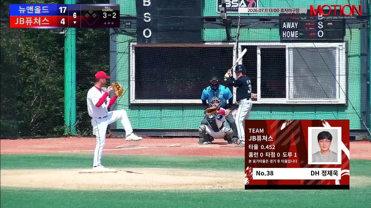 정재욱(38번, JB퓨쳐스) 1루타 클립 | vs 뉴앤올드 | 7/11 (효자야구장)