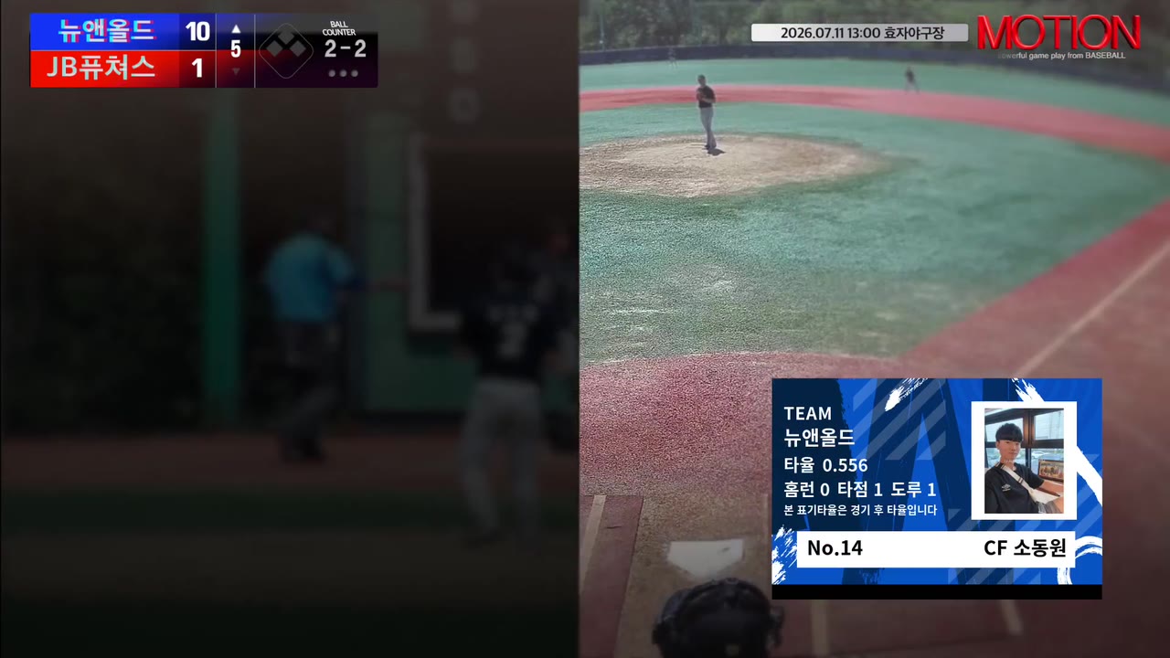 소동원(14번, 뉴앤올드) 낫아웃 클립 | vs JB퓨쳐스 | 7/11 (효자야구장)