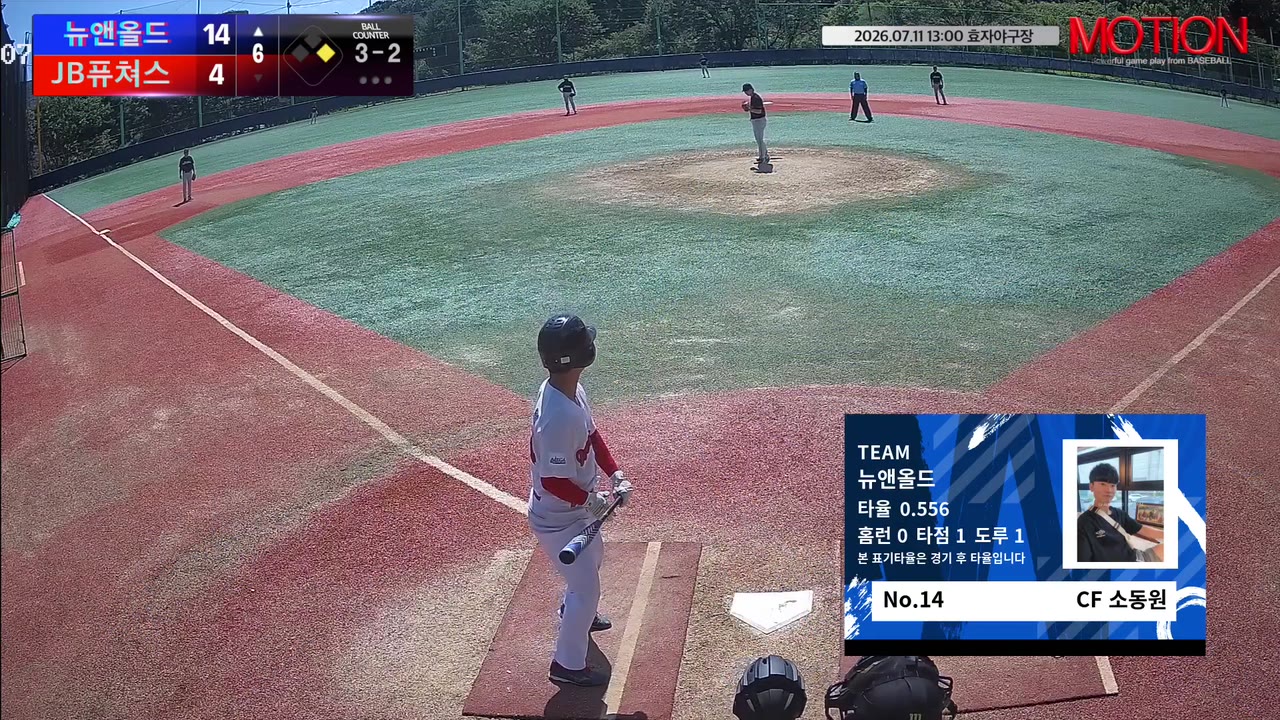 소동원(14번, 뉴앤올드) 볼넷 클립 | vs JB퓨쳐스 | 7/11 (효자야구장)