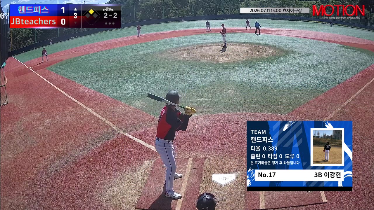 이강현(17번, 핸드피스) 1루타 클립 | vs JBteachers | 7/11 (효자야구장)