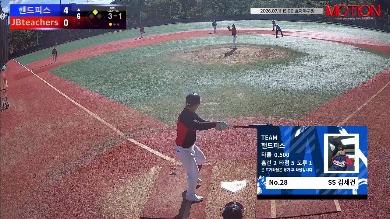 김세건(28번, 핸드피스) 볼넷 클립 | vs JBteachers | 7/11 (효자야구장)