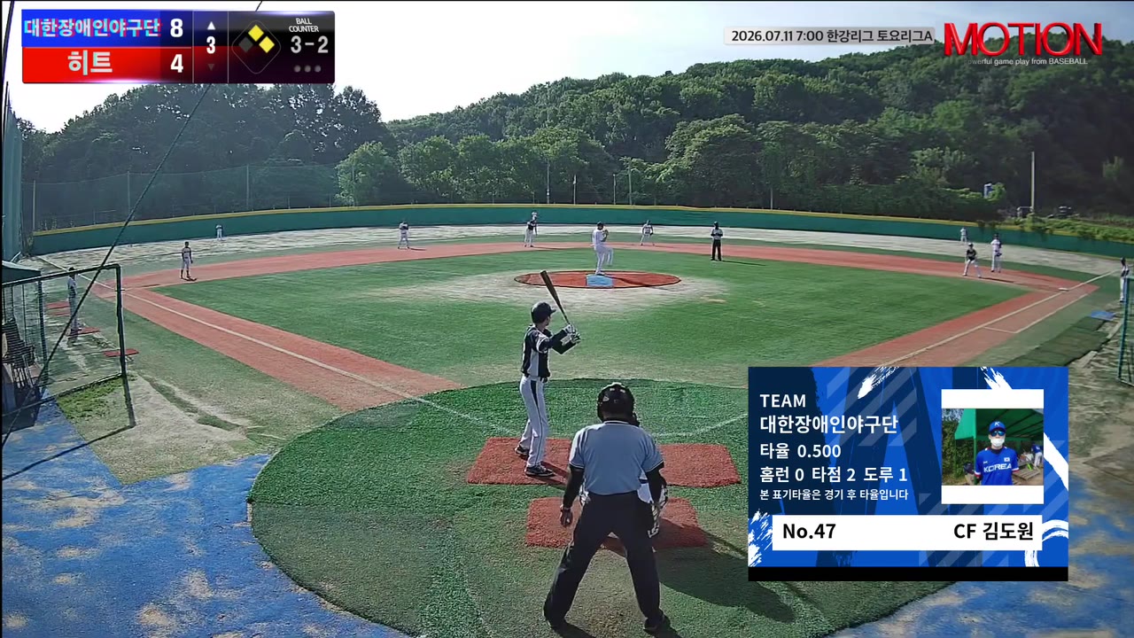 김도원(47번, 대한장애인야구단) 1루타 클립 | vs 히트 | 7/11 (고촌 야구장)
