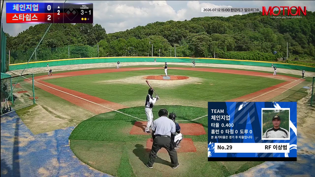 이상범(29번, 체인지업) 1루타 클립 | vs 스타쉽스 | 7/12 (고촌 야구장)
