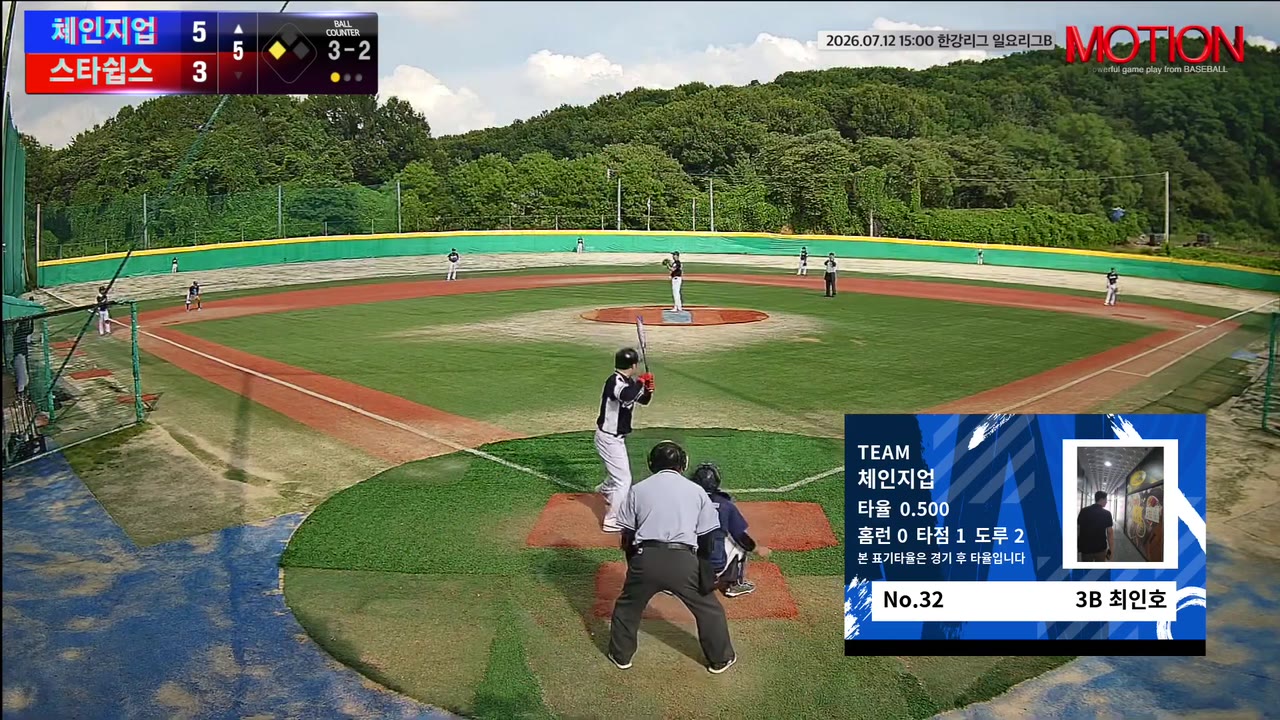 최인호(32번, 체인지업) 1루타 클립 | vs 스타쉽스 | 7/12 (고촌 야구장)