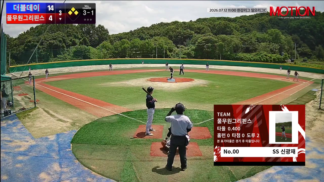 신광재(0번, 풀무원그리핀스) 1루타 클립 | vs 더블데이 | 7/12 (고촌 야구장)