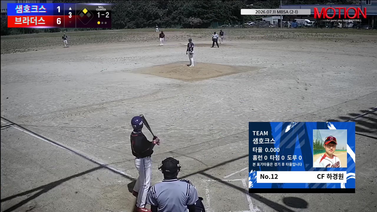 하경원(12번, 샘호크스) 삼진 클립 | vs 브라더스 | 7/11 (2구장)