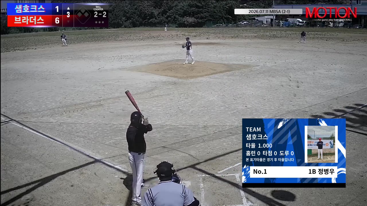 정병우(1번, 샘호크스) 1루타 클립 | vs 브라더스 | 7/11 (2구장)