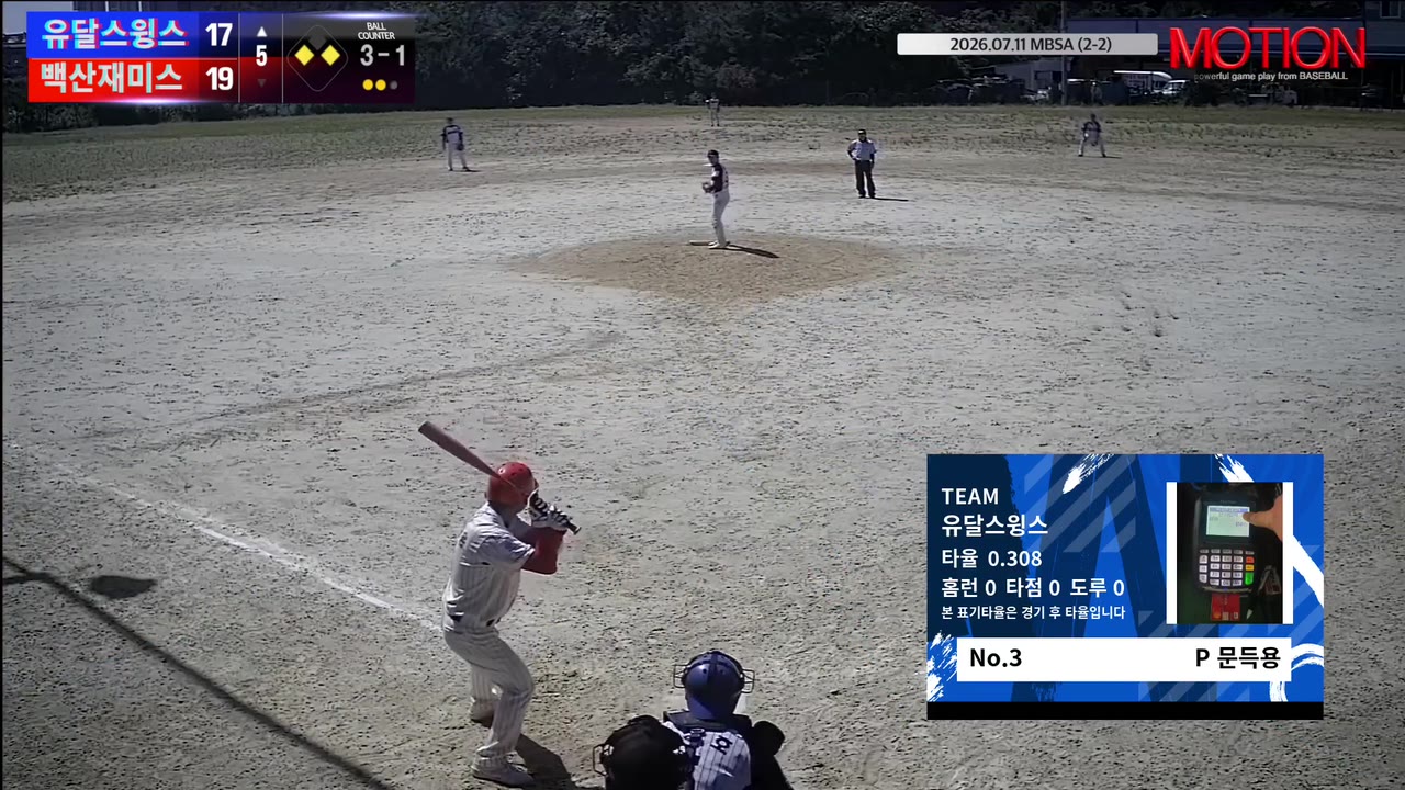 문득용(3번, 유달스윙스) 1루타 클립 | vs 백산재미스 | 7/11 (2구장)