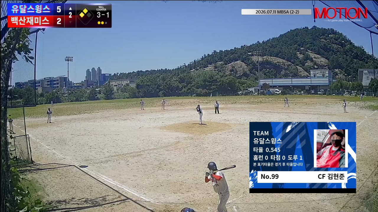 김현준(99번, 유달스윙스) 2루타 클립 | vs 백산재미스 | 7/11 (2구장)