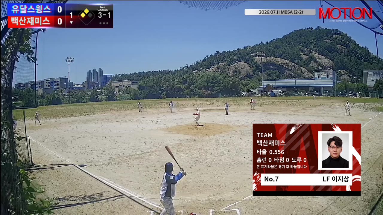 이지상(7번, 백산재미스) 희생플라이 클립 | vs 유달스윙스 | 7/11 (2구장)