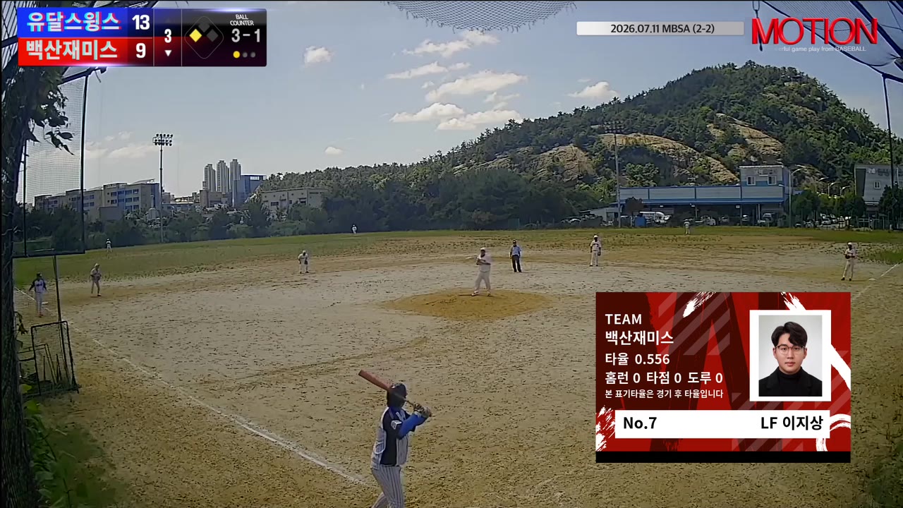 이지상(7번, 백산재미스) 볼넷 클립 | vs 유달스윙스 | 7/11 (2구장)