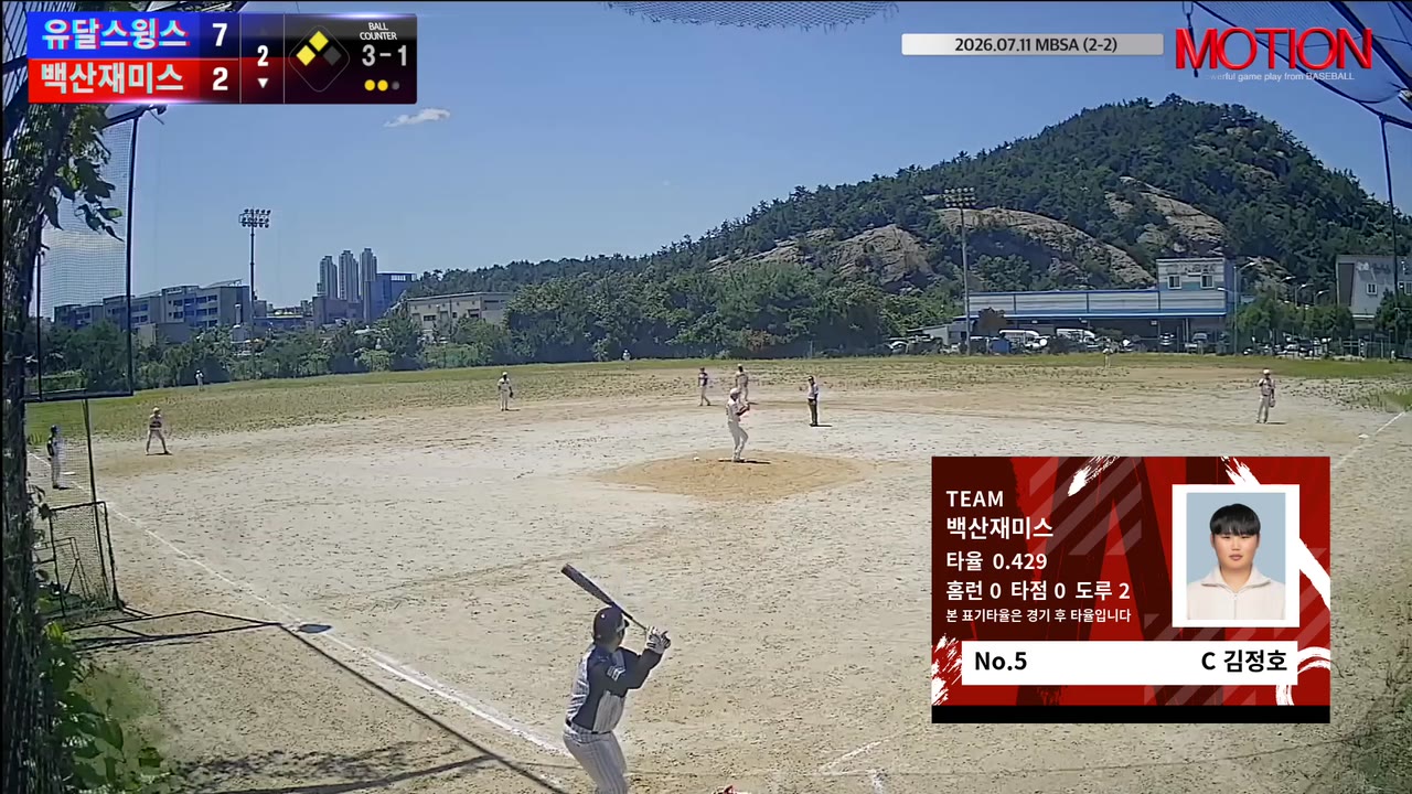 김정호(5번, 백산재미스) 1루타 클립 | vs 유달스윙스 | 7/11 (2구장)