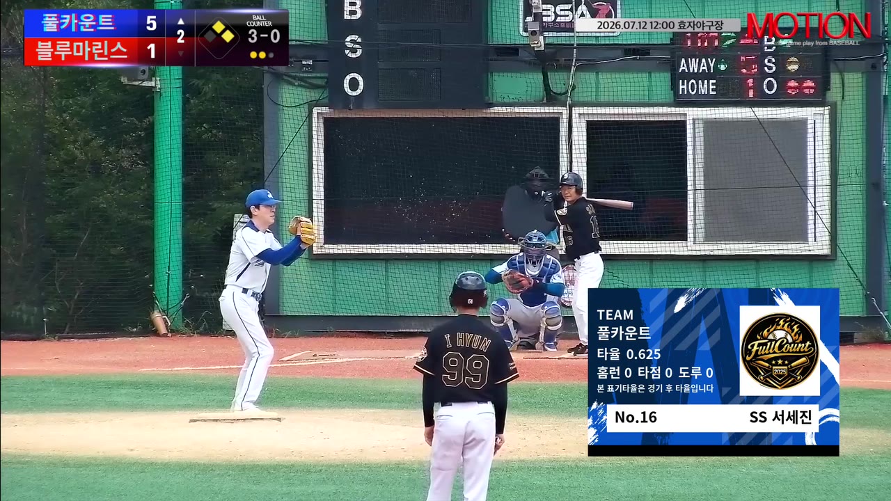 풀카운트 주요 플레이 모음 | vs 블루마린스 | 7/12 (효자야구장)
