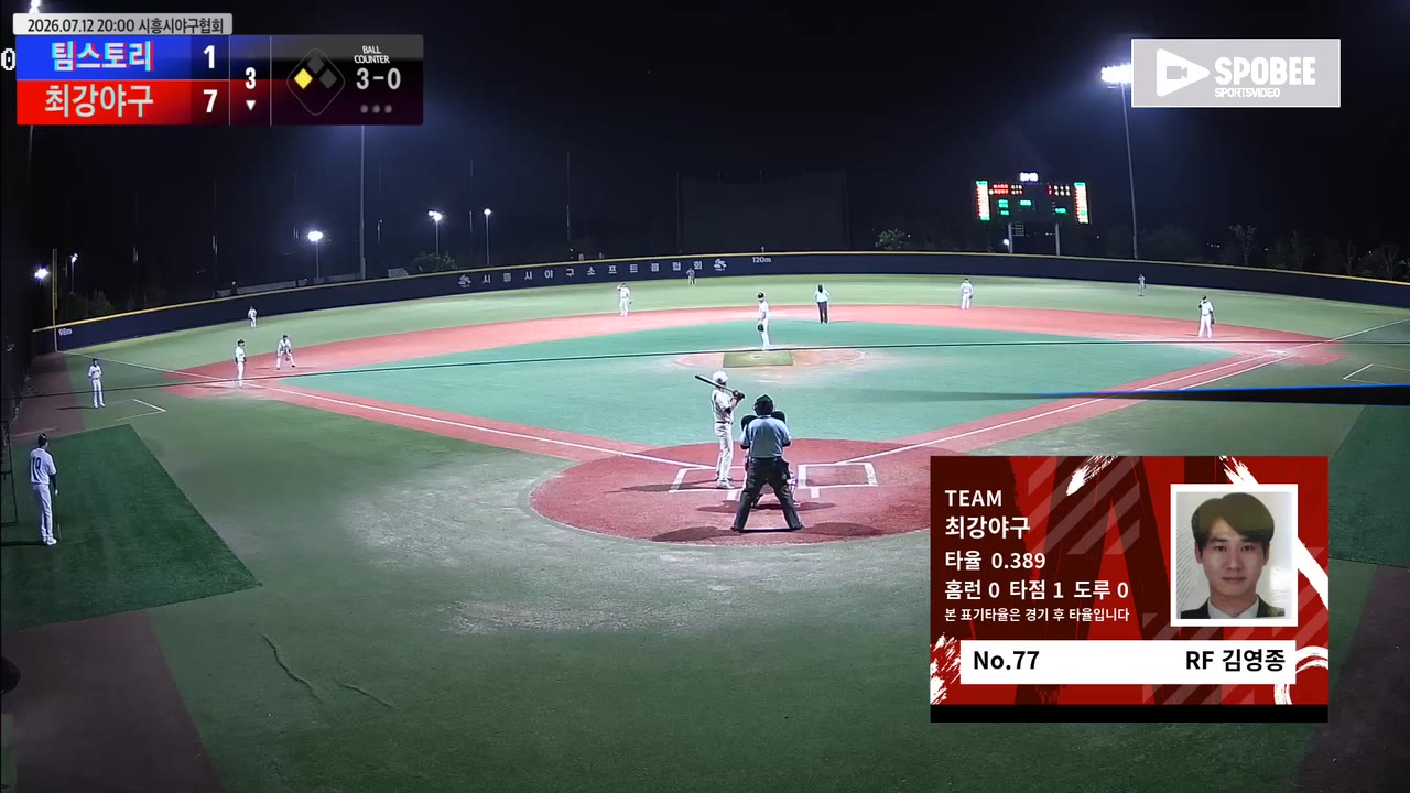 김영종(77번, 최강야구) 볼넷 클립 | vs 팀스토리 | 7/12 (에코피아야구장)