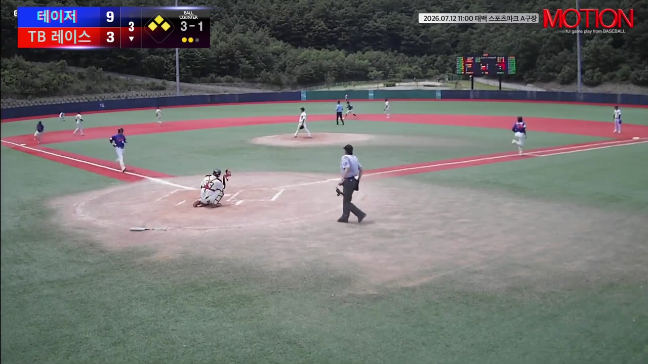 김민재(40번, TB 레이스) 1루타 클립 | vs 테이저 | 7/12 (태백 스포츠파크 A구장)