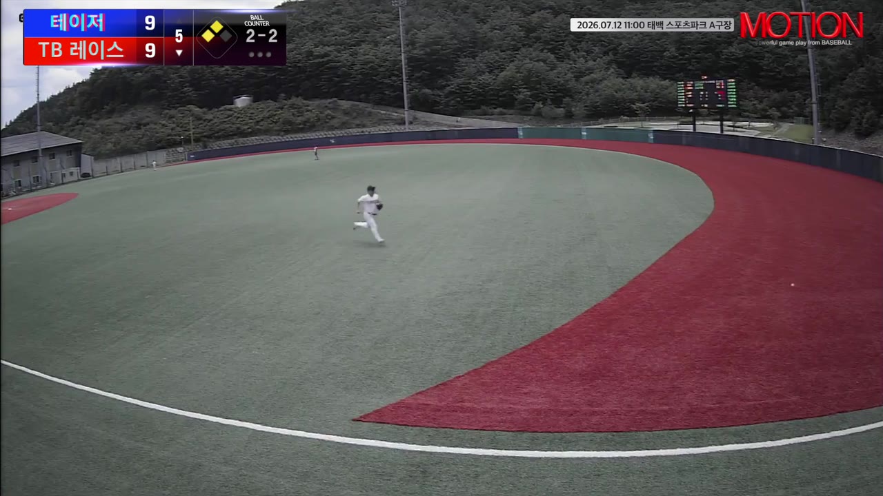 김민재(40번, TB 레이스) 3루타 클립 | vs 테이저 | 7/12 (태백 스포츠파크 A구장)