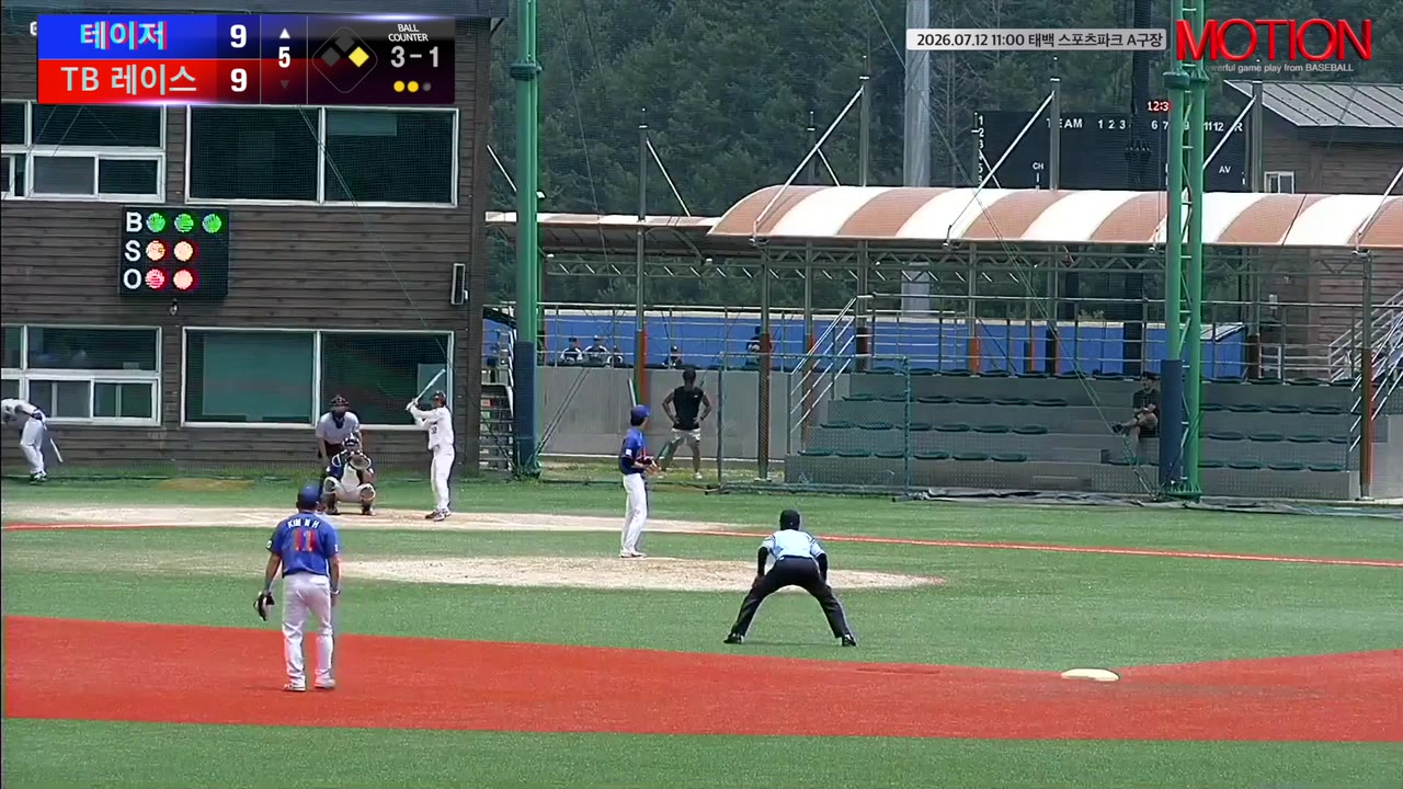 김정식(12번, 테이저) 볼넷 클립 | vs TB 레이스 | 7/12 (태백 스포츠파크 A구장)