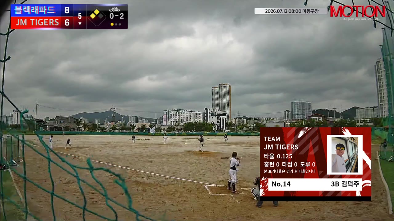 김덕주(14번, JM TIGERS) 낫아웃 클립 | vs 블랙래파드 | 7/12 (마동구장)