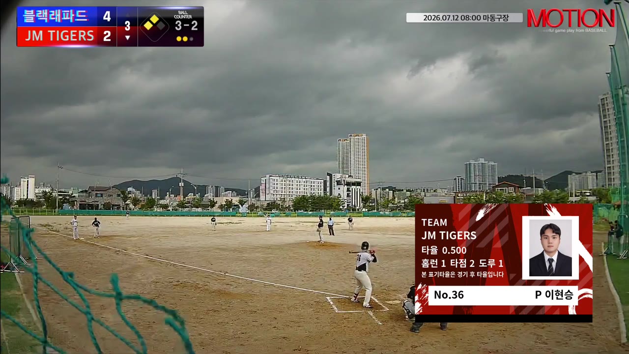 이현승(36번, JM TIGERS) 2루타 클립 | vs 블랙래파드 | 7/12 (마동구장)