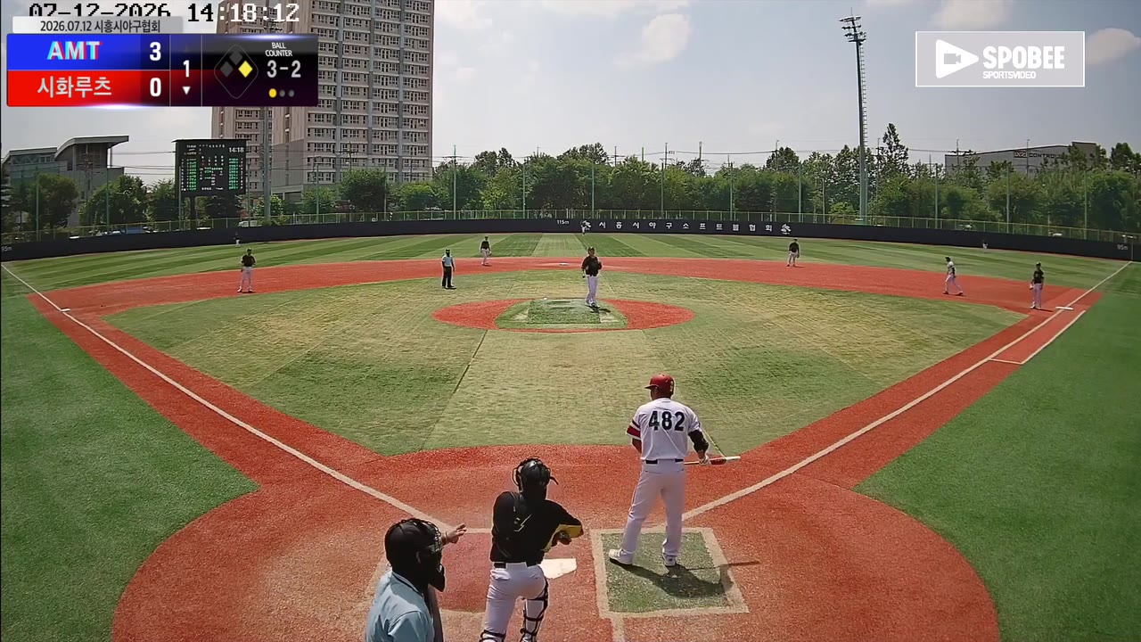 안정환(52번, 시화루츠) 볼넷 클립 | vs AMT | 7/12 (소망야구장)
