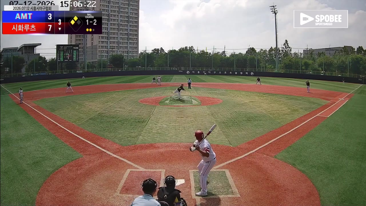 안정환(52번, 시화루츠) 1루타 클립 | vs AMT | 7/12 (소망야구장)