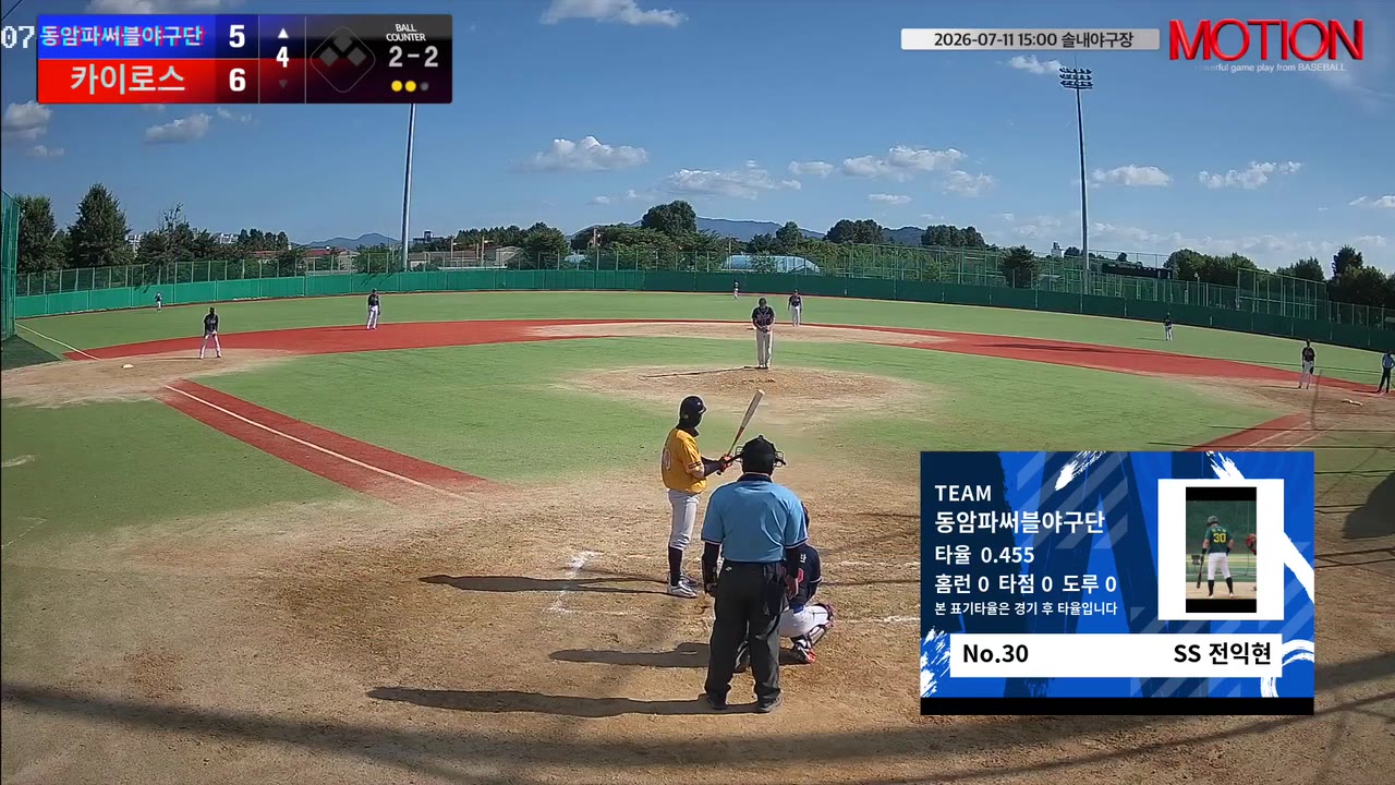 전익현(30번, 동암파써블야구단) 2루타 클립 | vs 카이로스 | 7/11 (솔내야구장)