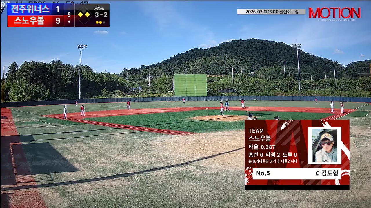 김도형(5번, 스노우볼) 1루타 클립 | vs 전주위너스 | 7/11 (필연야구장)