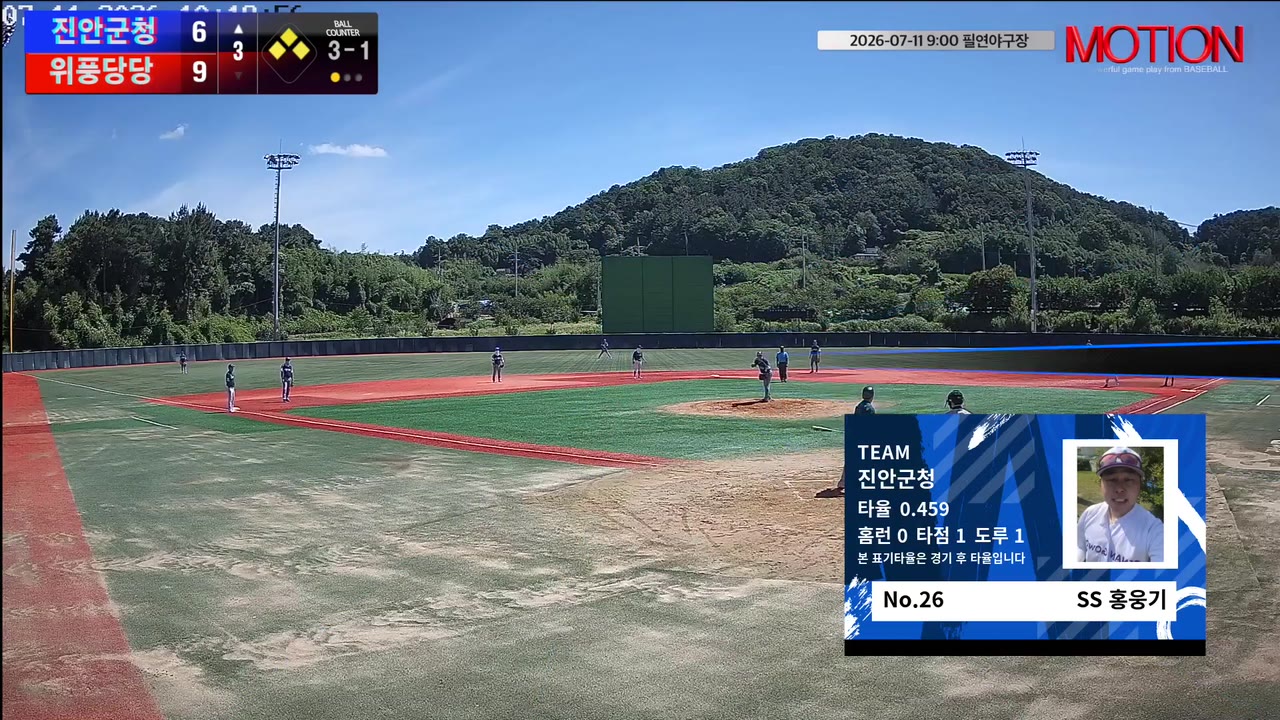 홍웅기(26번, 진안군청) 1루타 클립 | vs 위풍당당 | 7/11 (필연야구장)