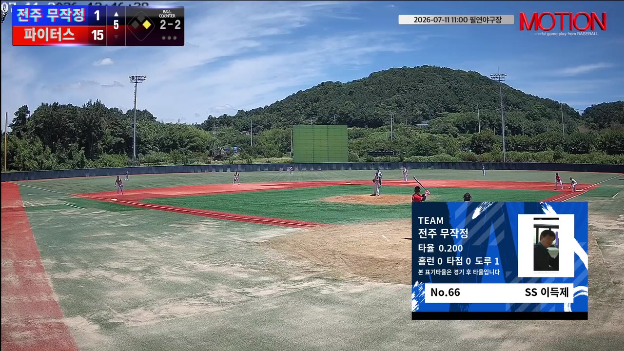 이득제(66번, 전주 무작정) 땅볼 클립 | vs 파이터스 | 7/11 (필연야구장)