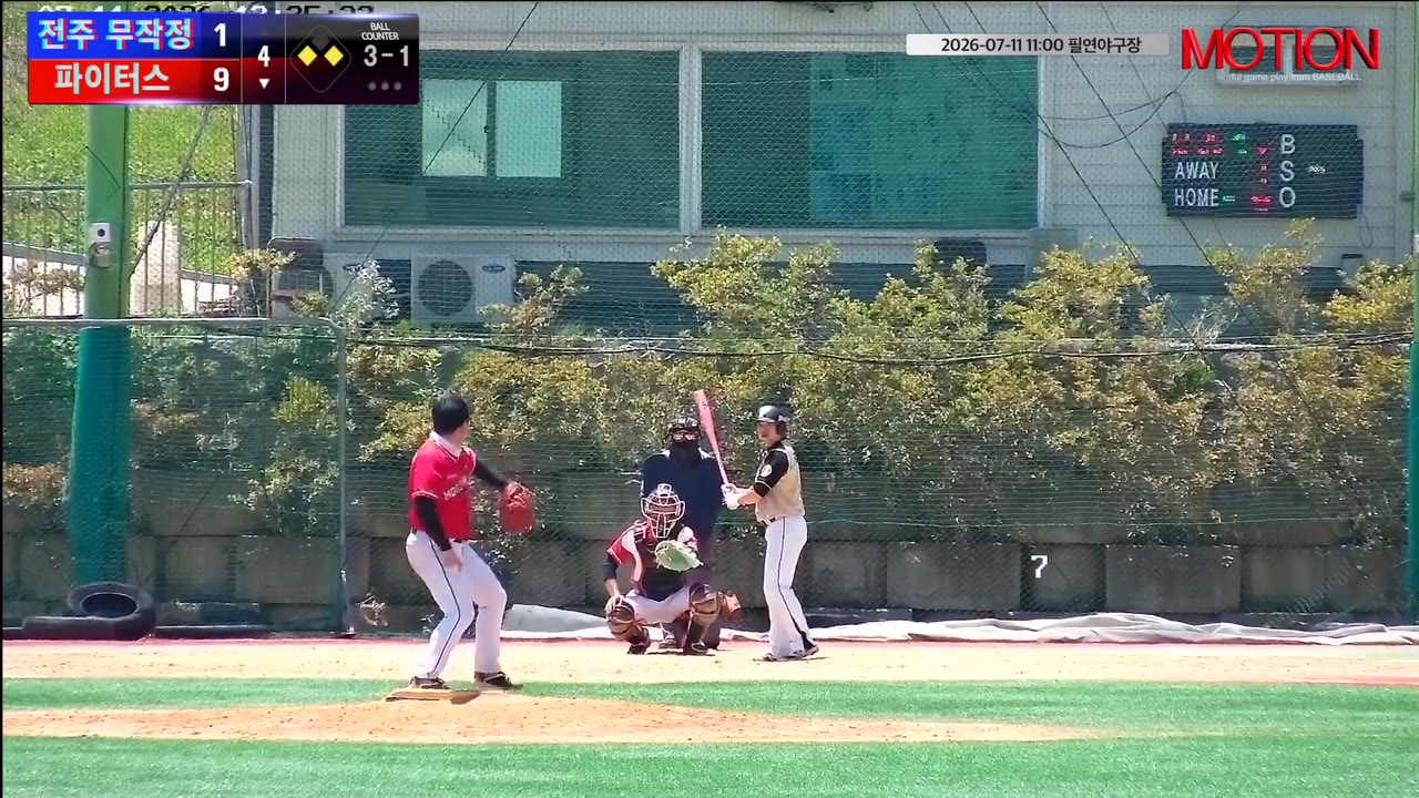 김용기(19번, 파이터스) 2루타 클립 | vs 전주 무작정 | 7/11 (필연야구장)