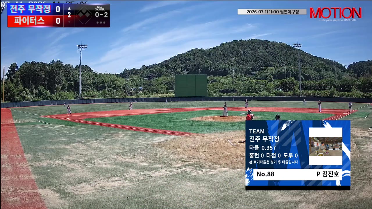 김진호(88번, 전주 무작정) 실책 클립 | vs 파이터스 | 7/11 (필연야구장)