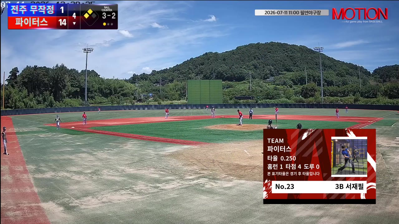 서재필(23번, 파이터스) 1루타 클립 | vs 전주 무작정 | 7/11 (필연야구장)