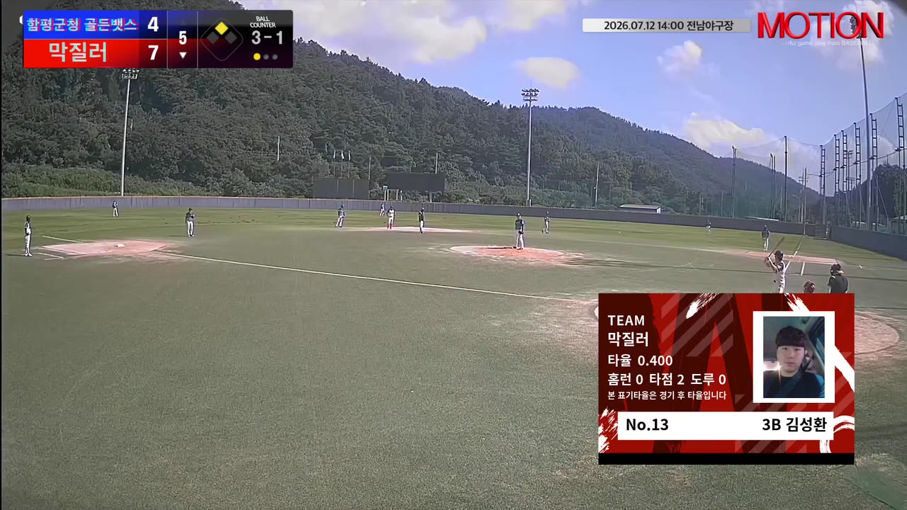 김성환(13번, 막질러) 사구 클립 | vs 함평군청 골든뱃스 | 7/12 (전남야구장)
