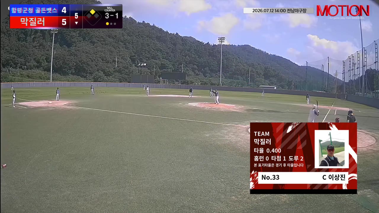 이상진(33번, 막질러) 사구 클립 | vs 함평군청 골든뱃스 | 7/12 (전남야구장)