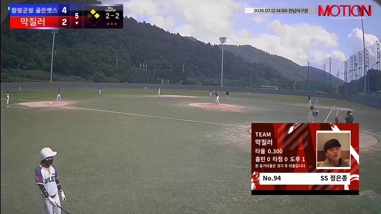 정은종(94번, 막질러) 볼넷 클립 | vs 함평군청 골든뱃스 | 7/12 (전남야구장)