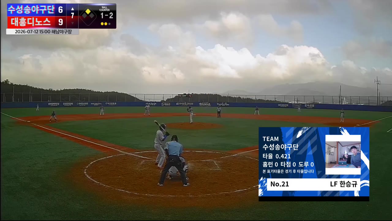 한승규(21번, 수성송야구단) 사구 클립 | vs 대흥디노스 | 7/12 (해남야구장)