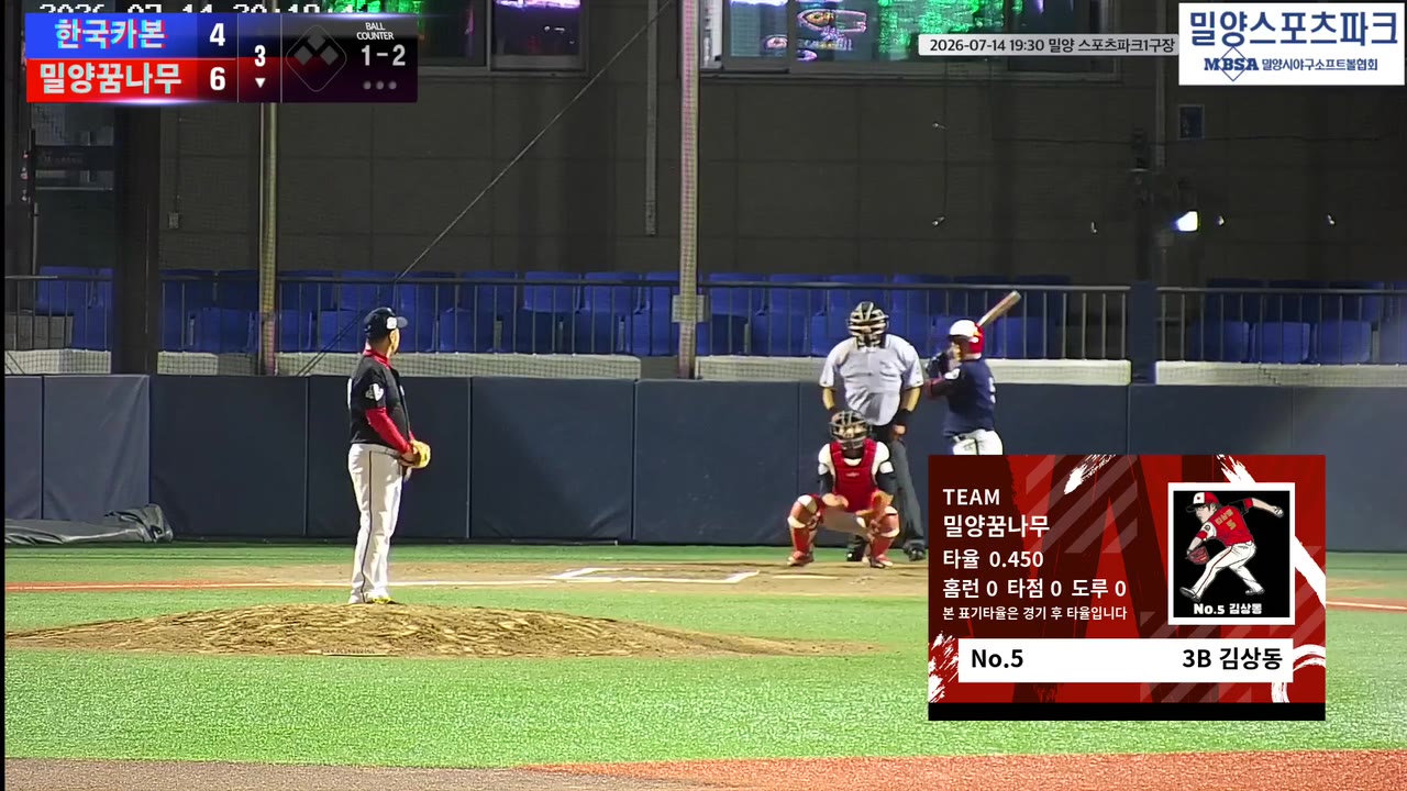 김상동(5번, 밀양꿈나무) 1루타 클립 | vs 한국카본 | 7/14 (밀양 스포츠파크1구장)