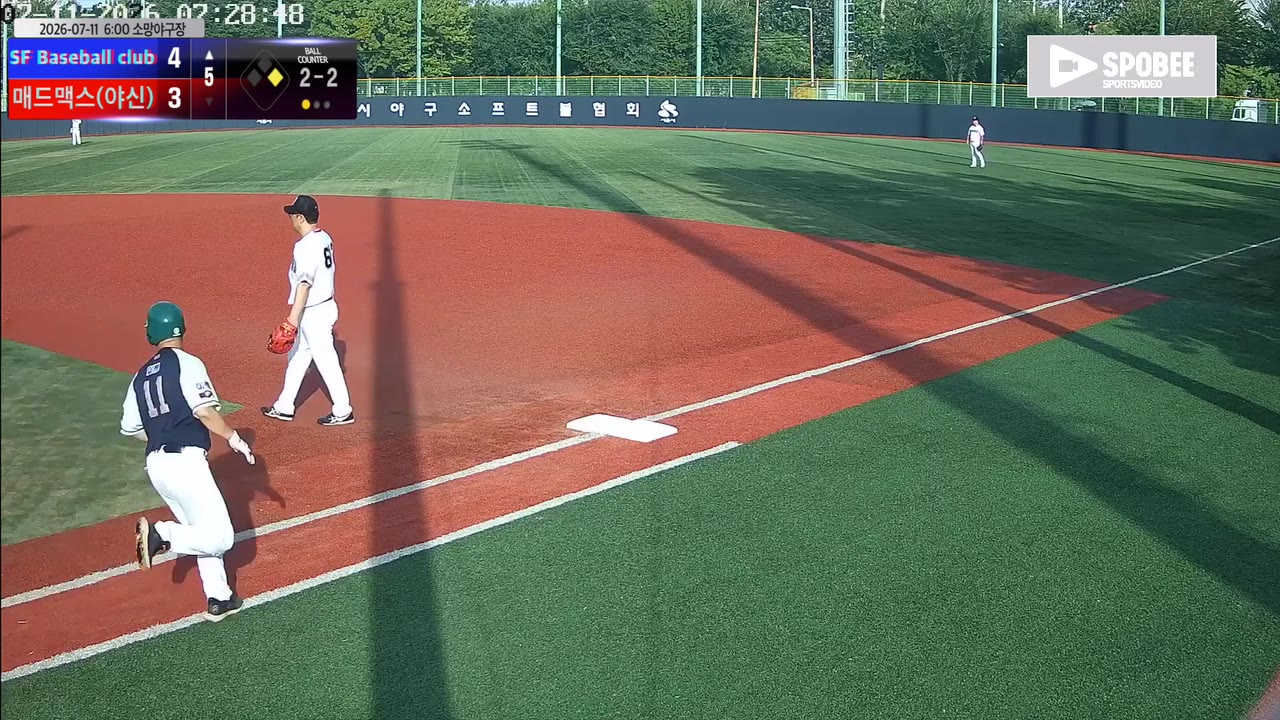 배훈(11번, SF Baseball club) 2루타 클립 | vs 매드맥스(야신) | 7/11 (소망야구장)