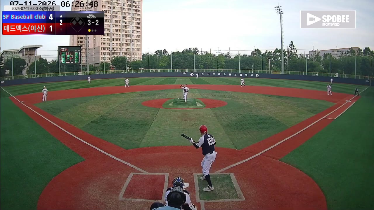 안정훈(22번, SF Baseball club) 볼넷 클립 | vs 매드맥스(야신) | 7/11 (소망야구장)