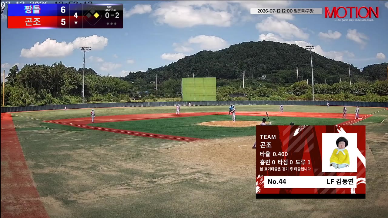 김동연(44번, 곤조) 1루타 클립 | vs 짱돌 | 7/12 (필연야구장)
